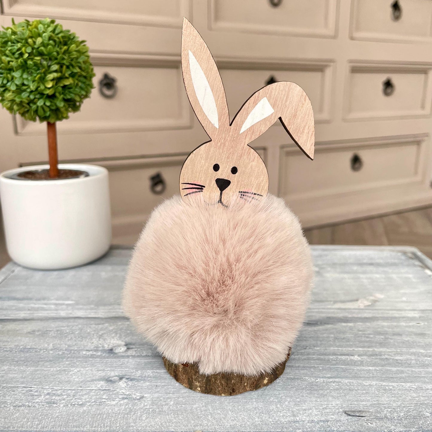 Fluffy Easter Bunny Rabbit Pom Pom Ornaments