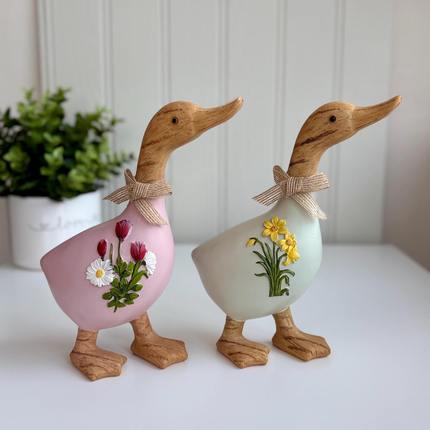 Spring Floral Standing Duck Ornaments