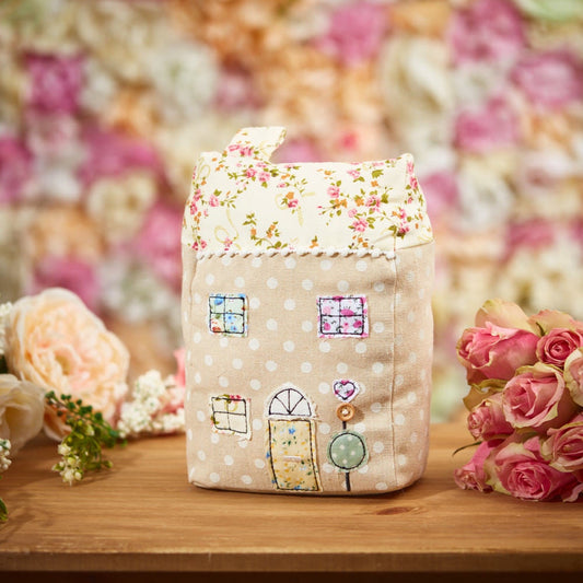Rose Cottage House Shaped Floral Doorstop
