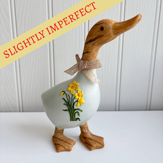 SLIGHTLY IMPERFECT Spring Floral Standing Duck Ornament