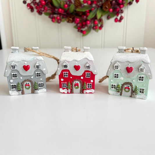 Christmas Cottage Tree Hanger Decorations