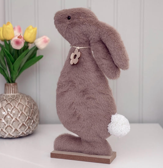 Large Standing Fur Easter Bunny Decoration