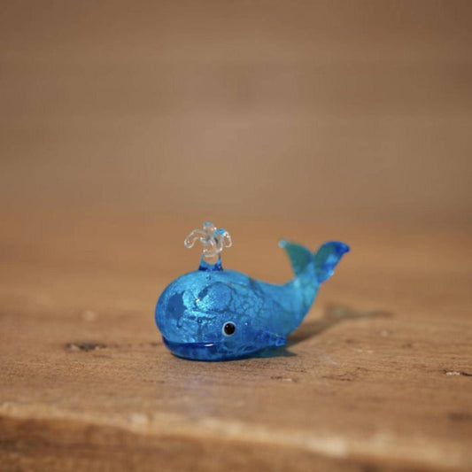 Miniature Glass Whale with Spout Figurine Collectable Ornament