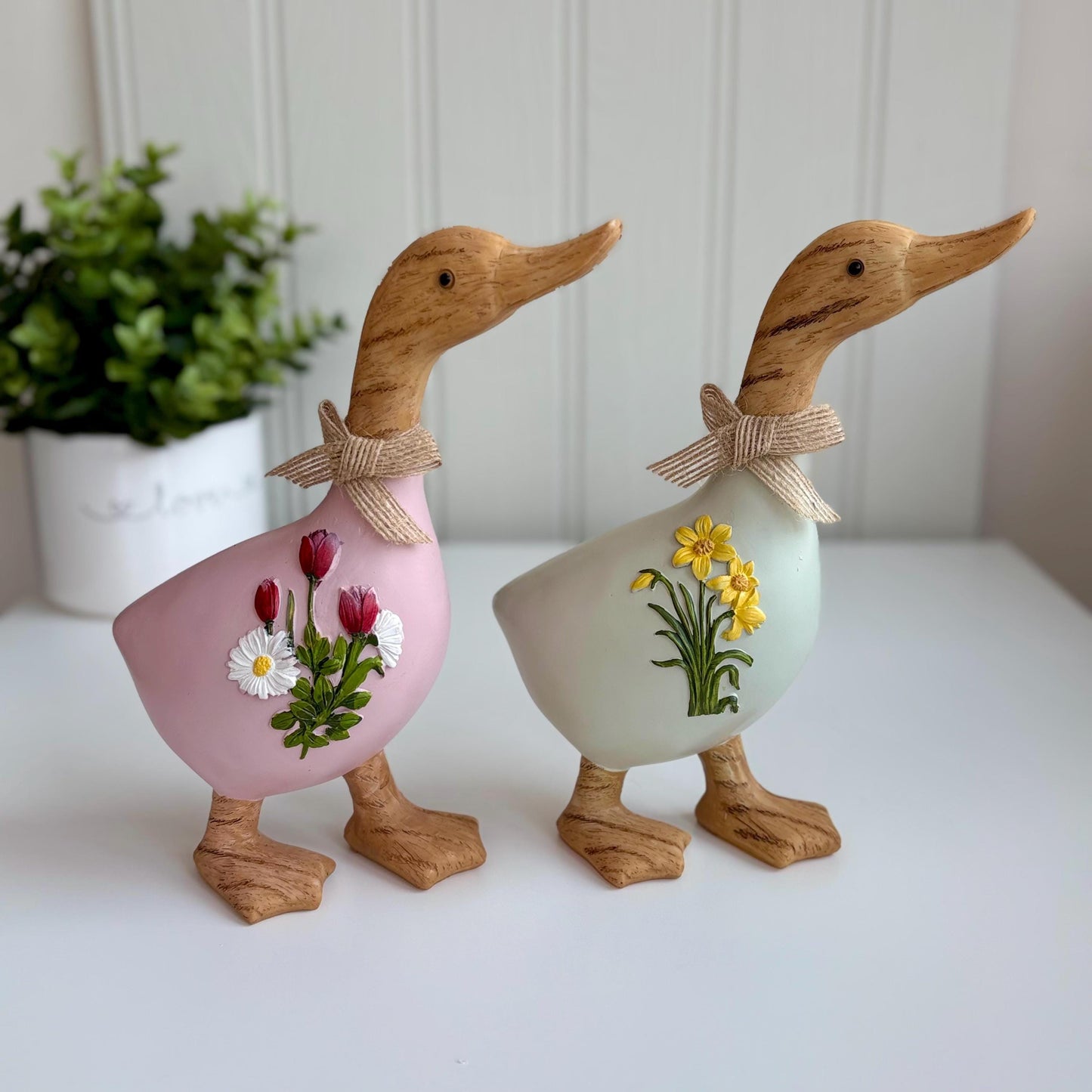 Spring Floral Standing Duck Ornaments