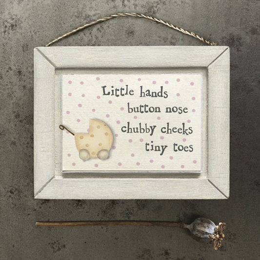 Rustic Nursery Sign 'Little Hands' with Pram Detail