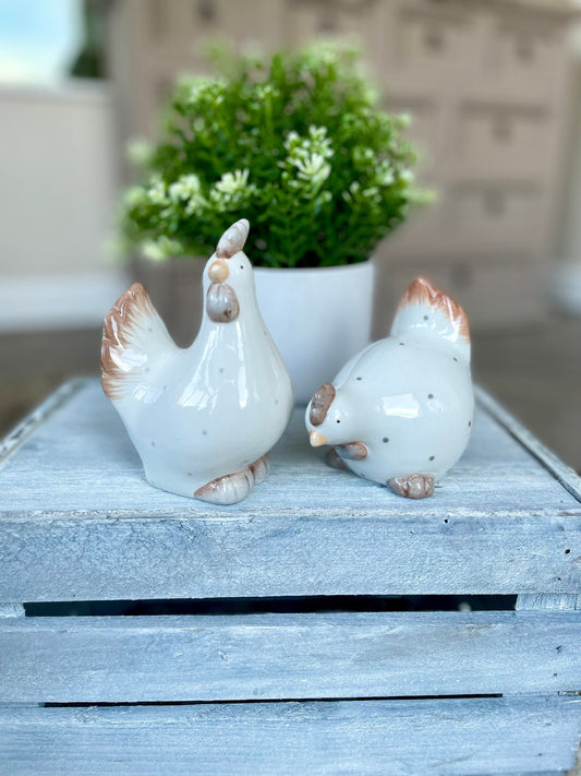 Ceramic Dotty Chicken Ornaments