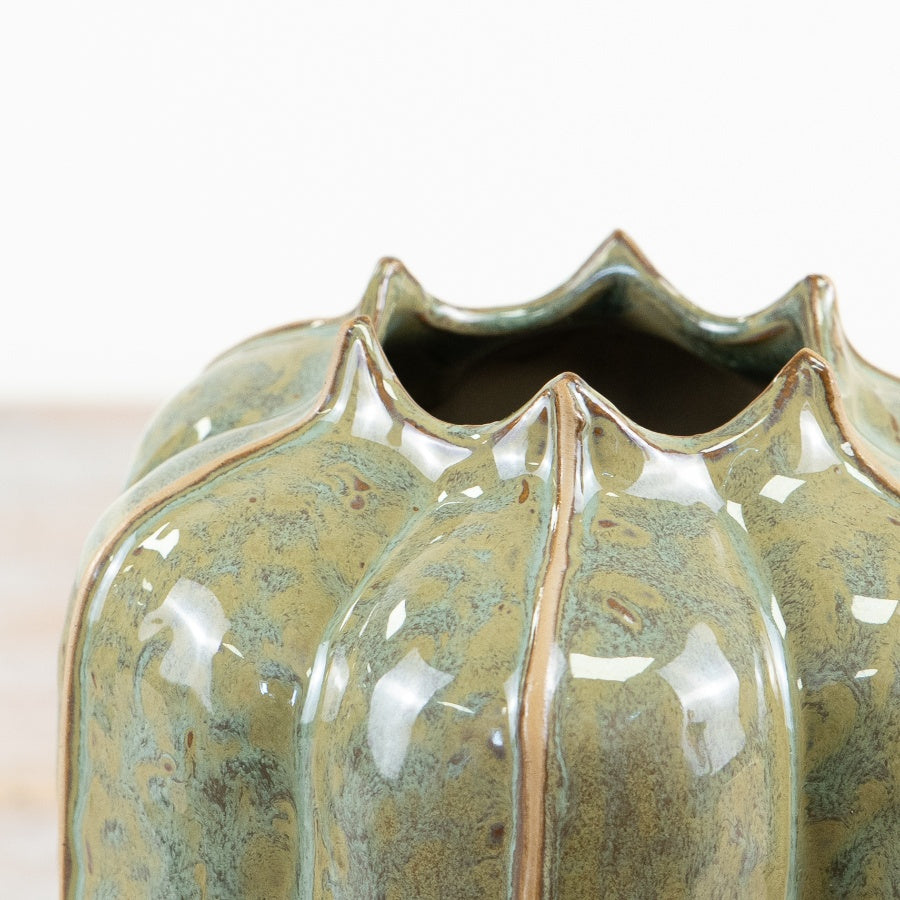 Green Ceramic Seeded Pod Vases