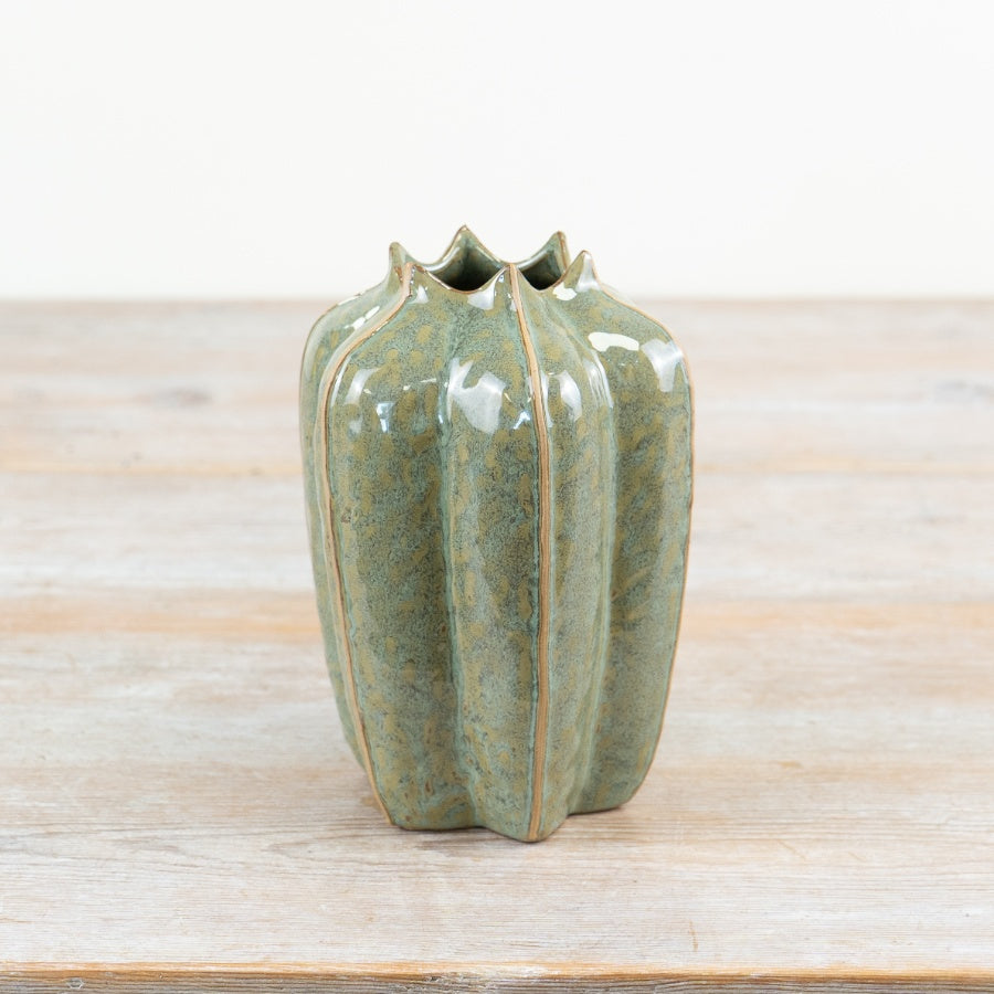 Green Ceramic Seeded Pod Vases