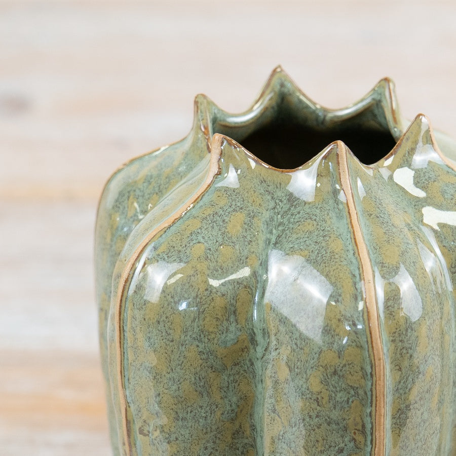 Green Ceramic Seeded Pod Vases