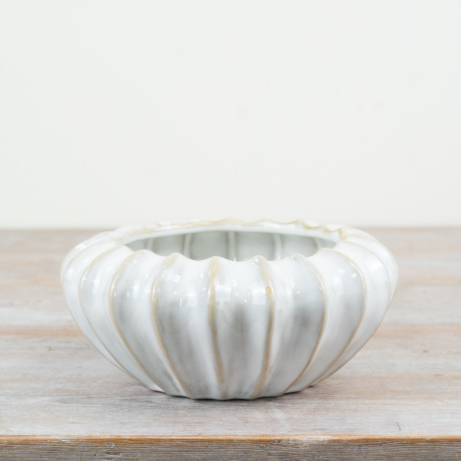Ceramic Decorative Pod Bowls – White & Olive Green Glazed Bowl Ornaments