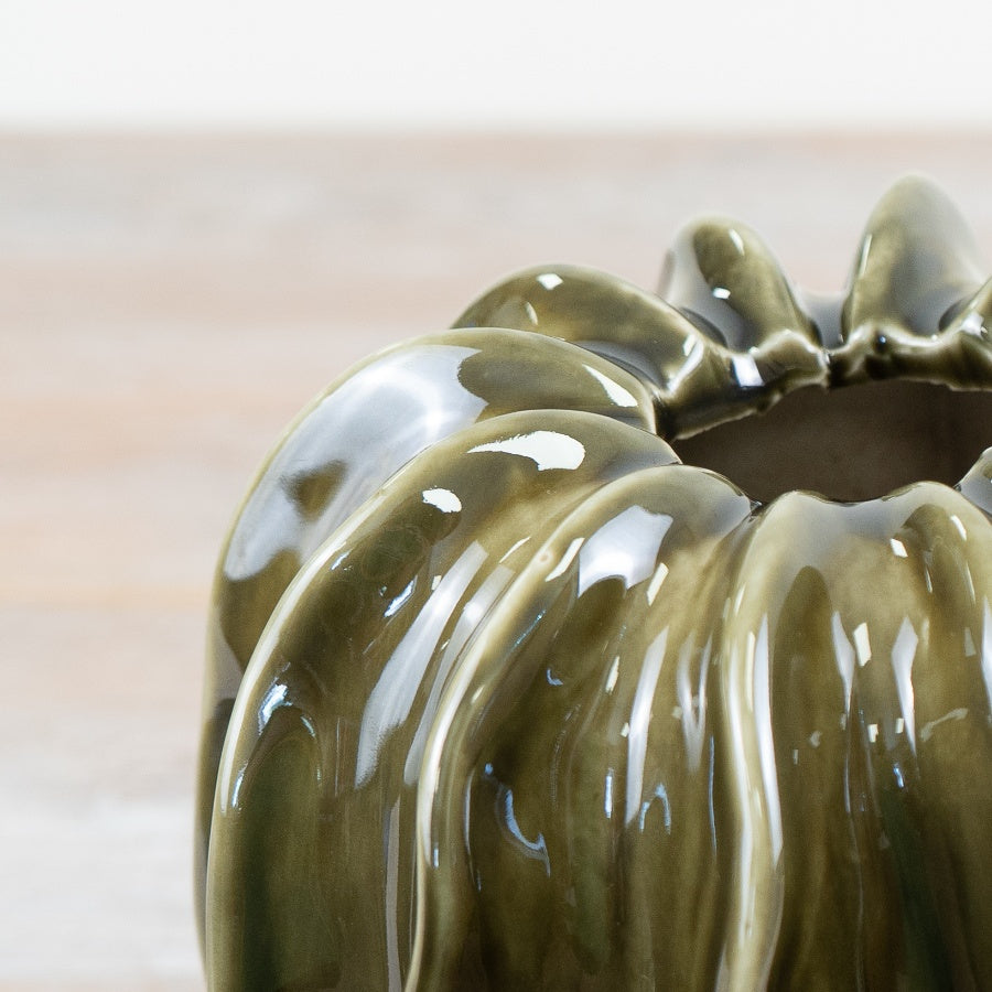 Olive Green Ceramic Pod Vases