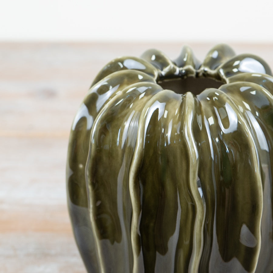 Olive Green Ceramic Pod Vases