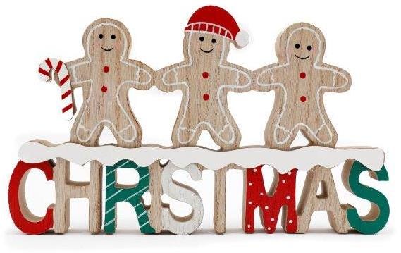 Wooden Gingerbread Christmas Sign Decoration