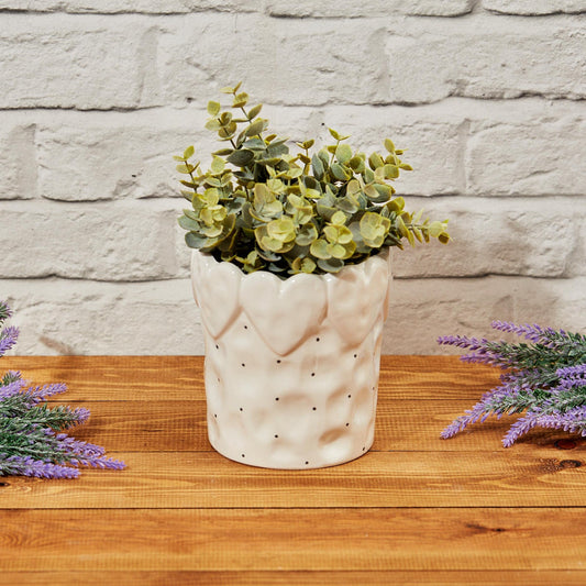 Spotty Heart Ceramic Plant Pot