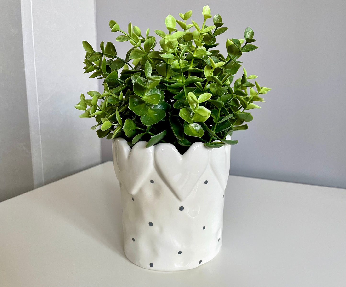 Spotty Heart Ceramic Plant Pot