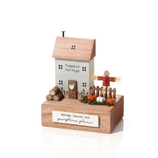 Autumn Pumpkin Cottage House Block Ornament