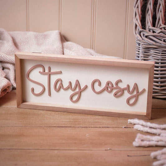 Stay Cosy Wooden Autumn Framed Wall Sign