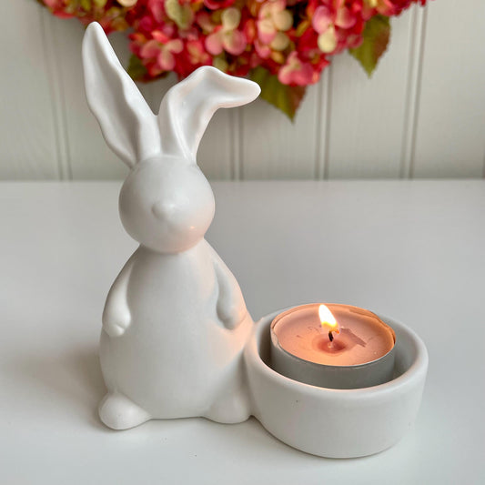 White Porcelain Rabbit Tea Light Holder
