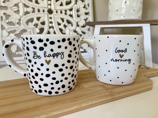 Black and White Spotty Mugs