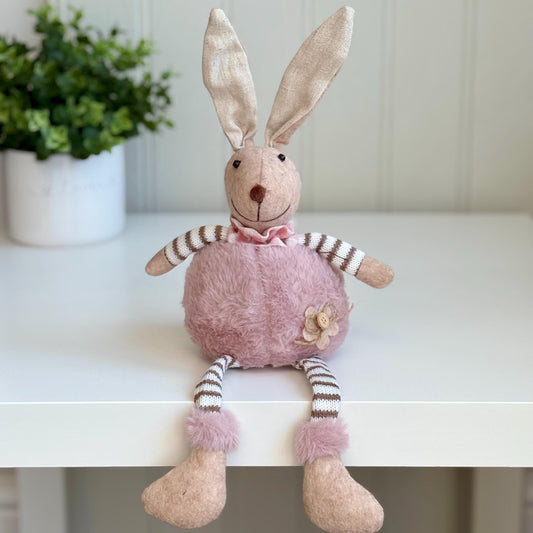 Betsy the Sitting Round Pink Fluffy Rabbit Decoration