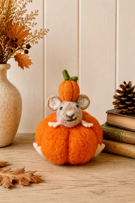 Felt Pumpkin Mouse Autumnal Decoration