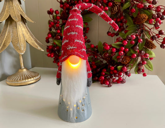 Ceramic Light Up Gonk with Fabric Hat and Beard
