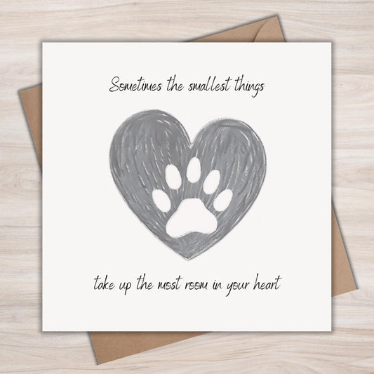 Dog Loss Sympathy Card | Paw Print Heart Cards | Pet Bereavement Sympathy Cards