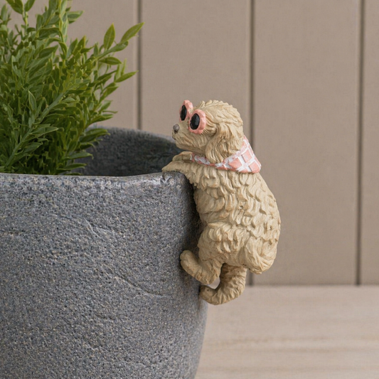 Dog Plant Pot Hanger with Pink Sunglasses