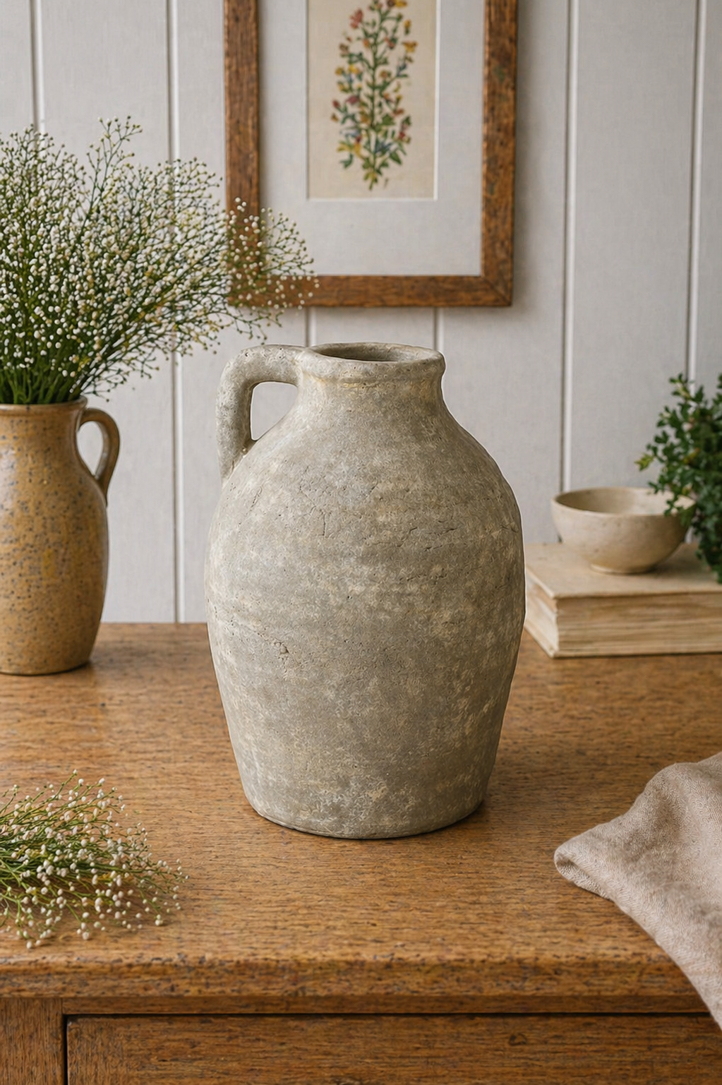 Rustic Stone Effect Decorative Jug Vase