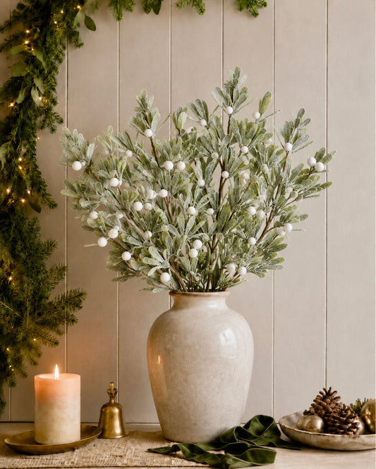 Individual Christmas Faux Frosted Mistletoe Spray