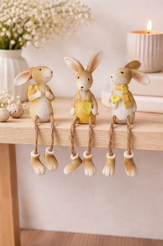 Bunny Rabbit Shelf Sitter Ornaments with Dangly Legs