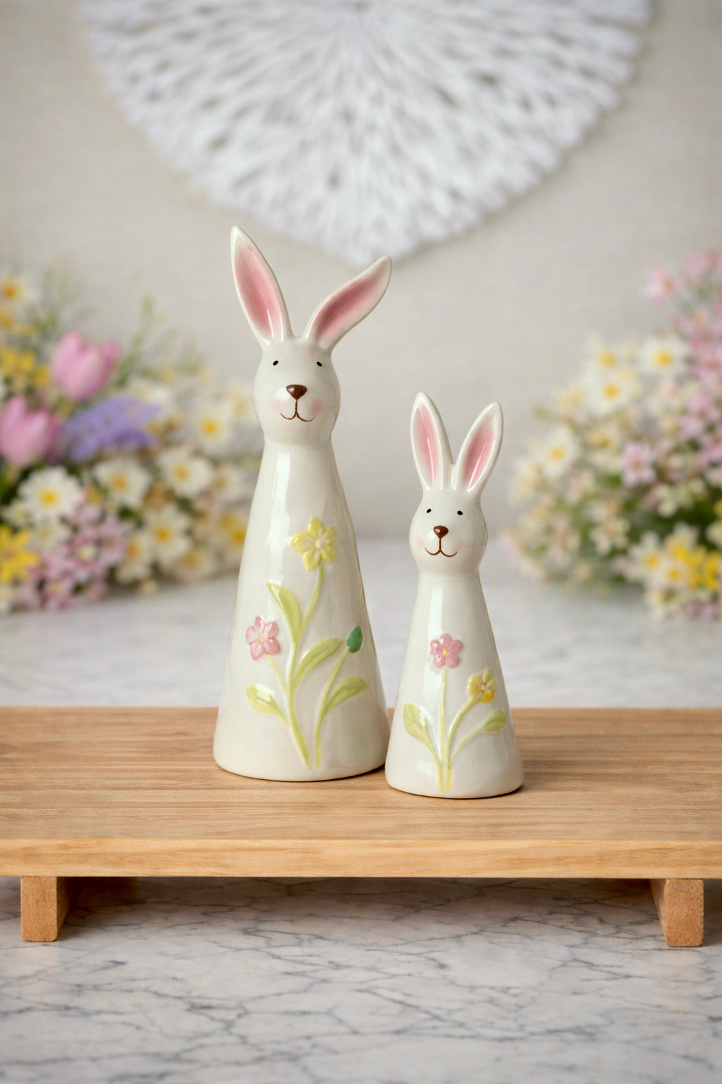 Ceramic Spring Floral Rabbit Ornaments