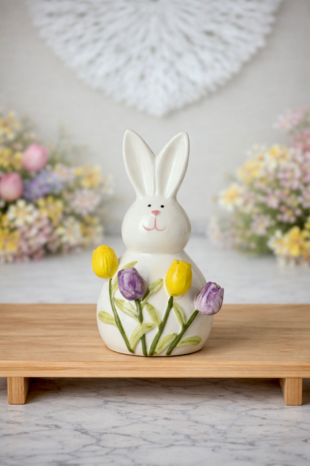 Ceramic 3D Tulip Bunny Rabbit Ornament