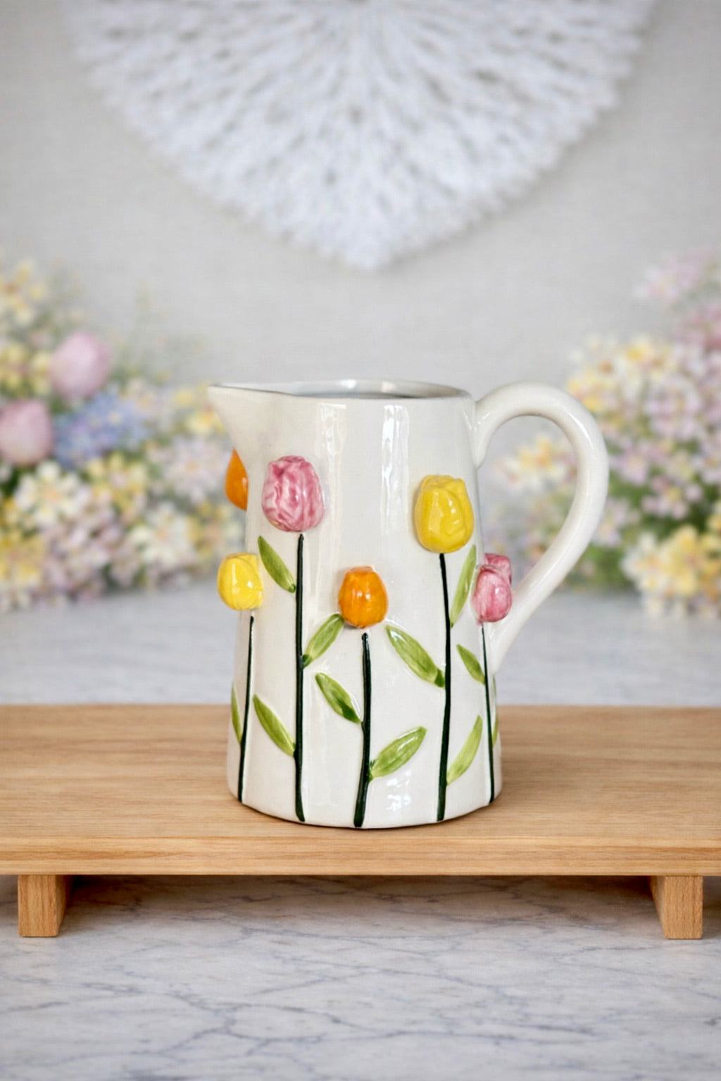 Ceramic 3D Spring Tulip Jug Vase