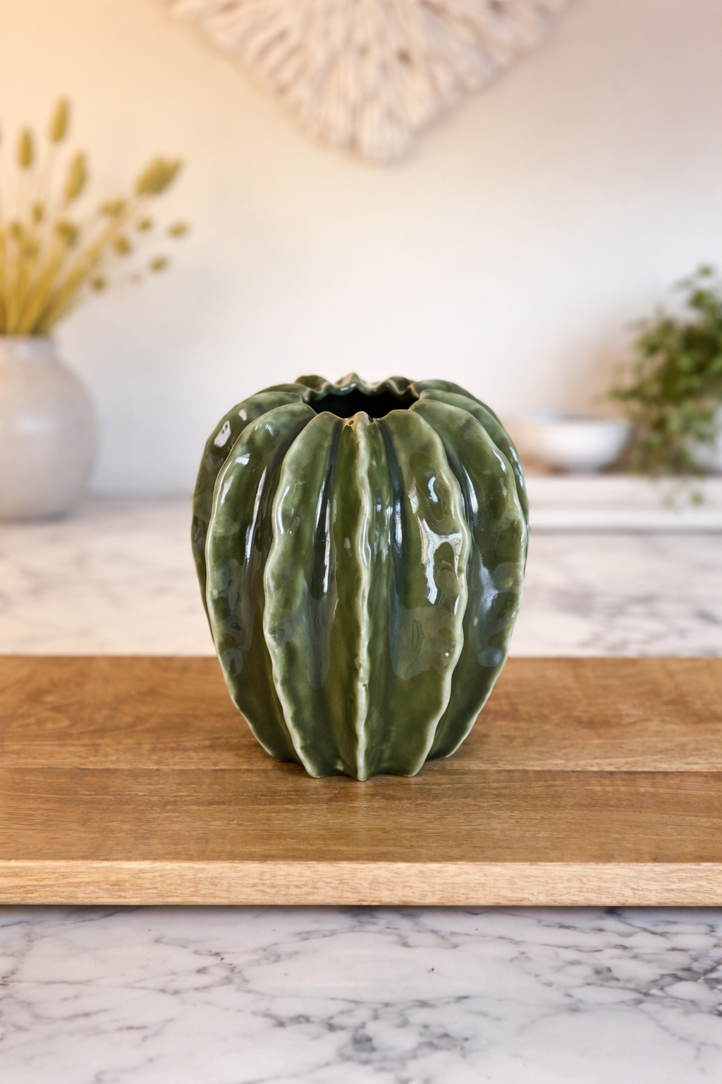 Olive Green Ceramic Pod Vases