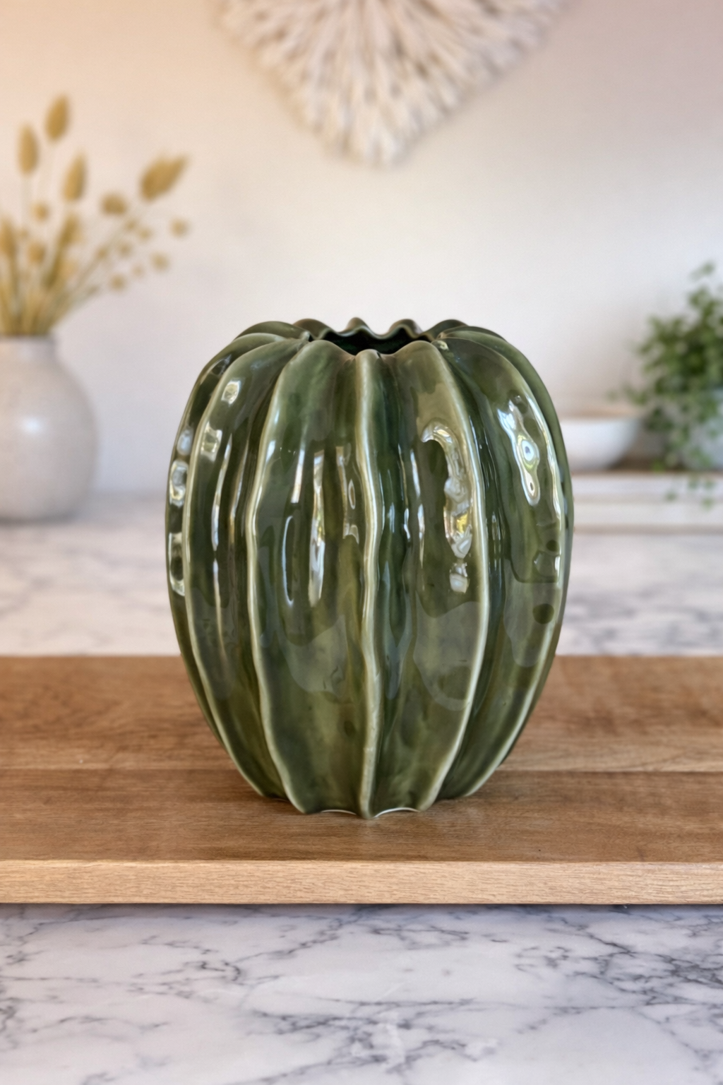 Olive Green Ceramic Pod Vases