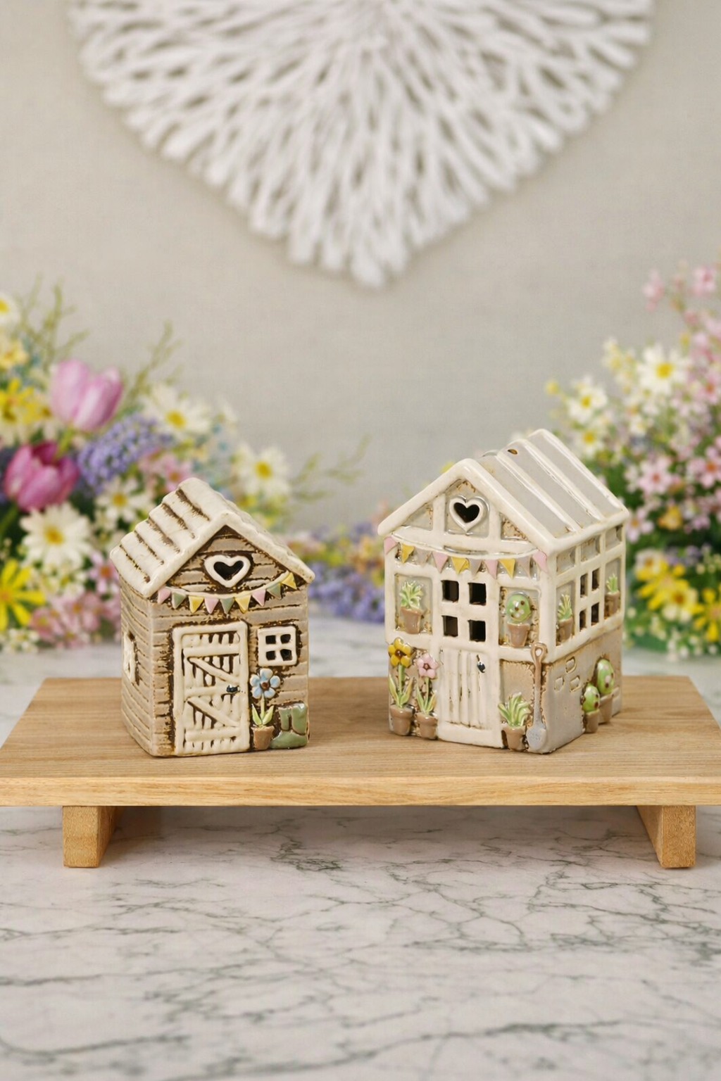 Ceramic Garden Shed & Greenhouse Tea Light Holder Ornaments