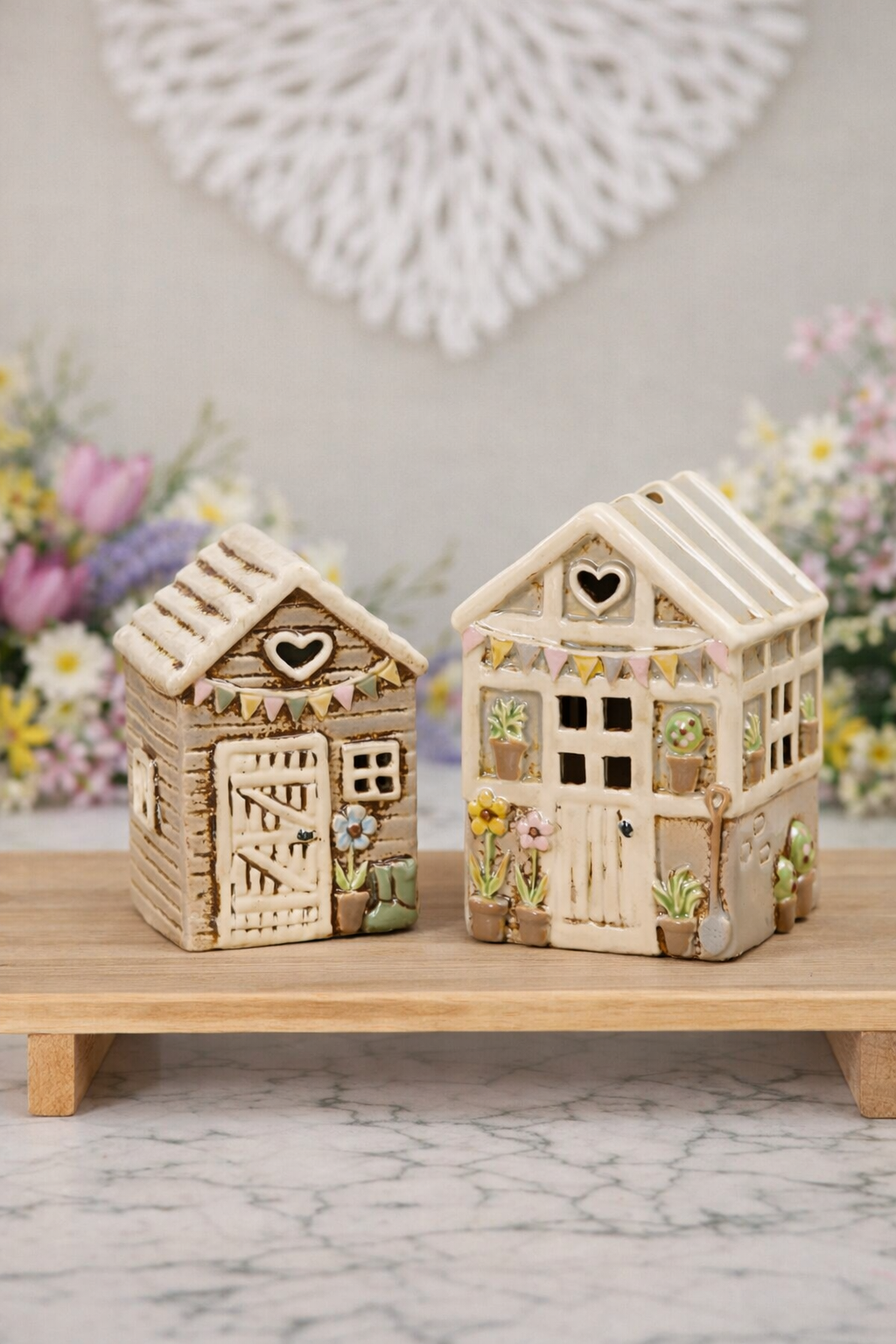 Ceramic Garden Shed & Greenhouse Tea Light Holder Ornaments