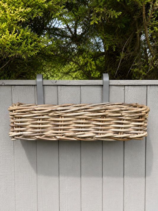 Rattan Hanging Lined Planter Basket with Hooks
