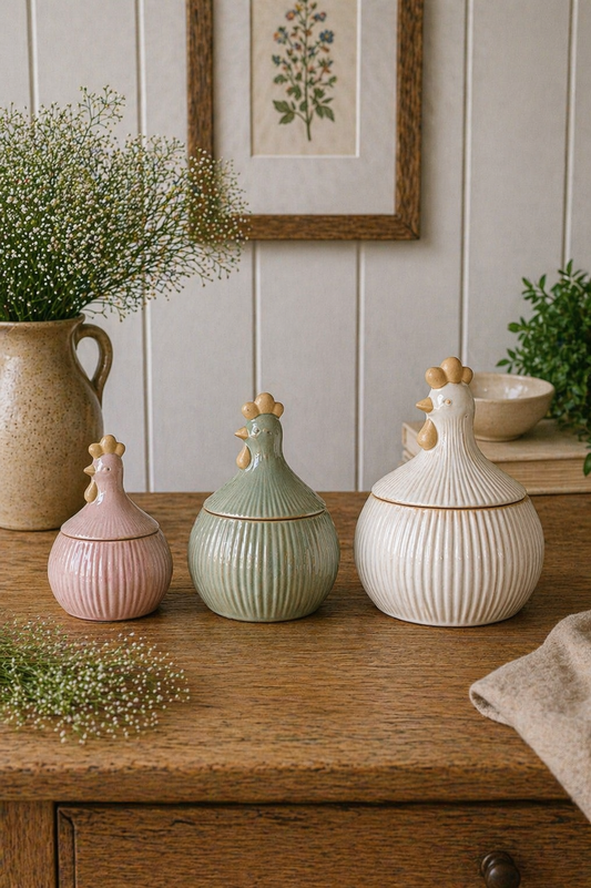 Porcelain Chicken Storage Jars