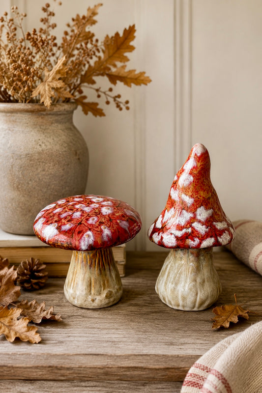 Autumn Ceramic Mushroom Toadstool Ornament