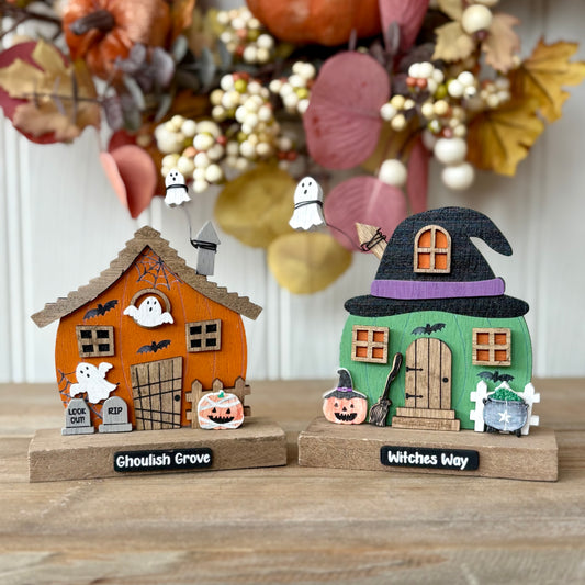 Halloween Haunted House Block Ornaments