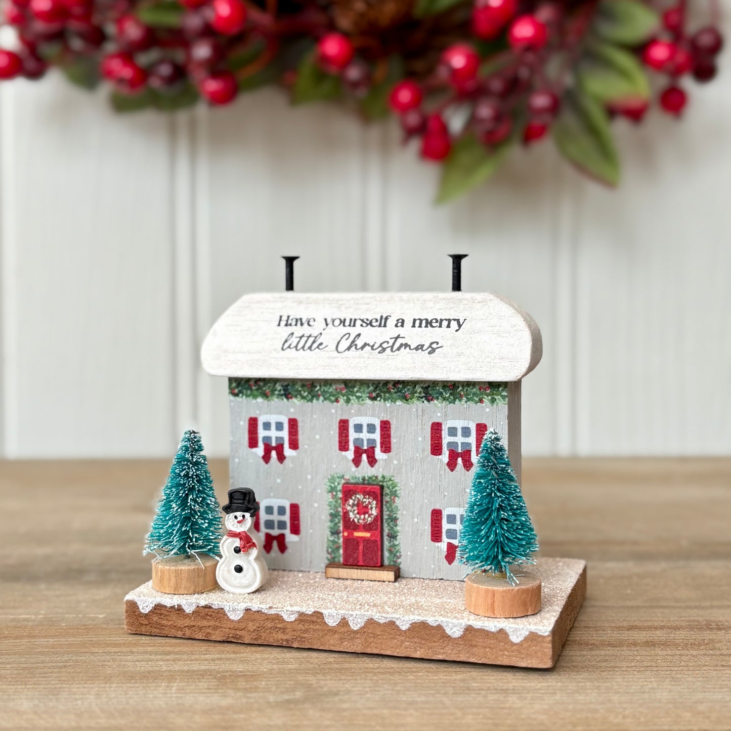 Wooden Christmas House Block Scene 'Have Yourself A Merry Little Christmas'