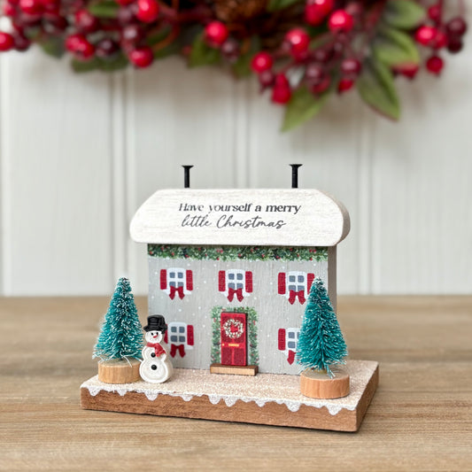 Wooden Christmas House Block Scene 'Have Yourself A Merry Little Christmas'
