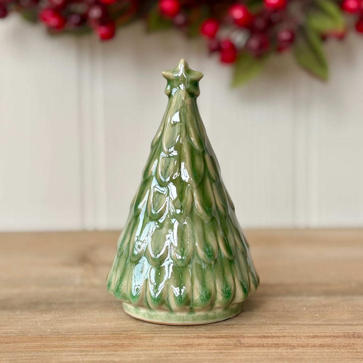 Green Glazed Ceramic Christmas Tree Ornament