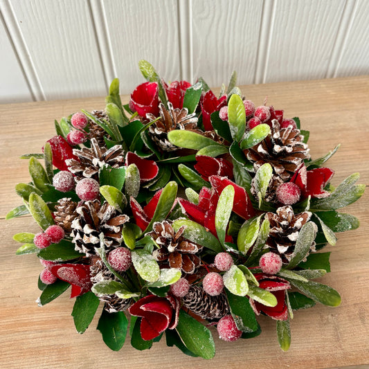 Artificial Christmas Berry Wreath Centrepiece | Christmas Table Decor | Candle Holder Garland Wreath