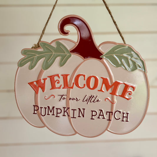 Metal Hanging Welcome Pumpkin Patch Sign