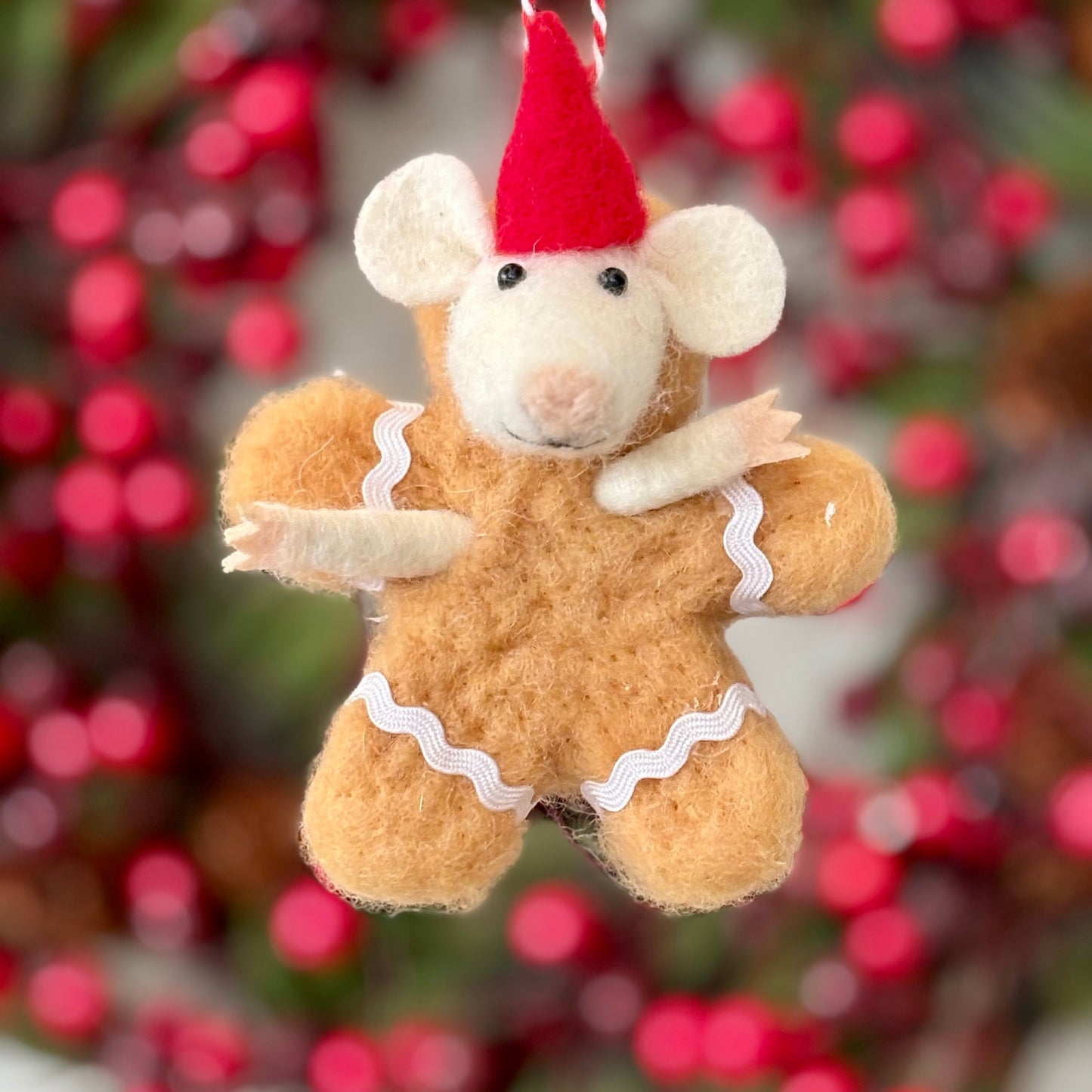 Felt Mouse Gingerbread Hanging Ornament