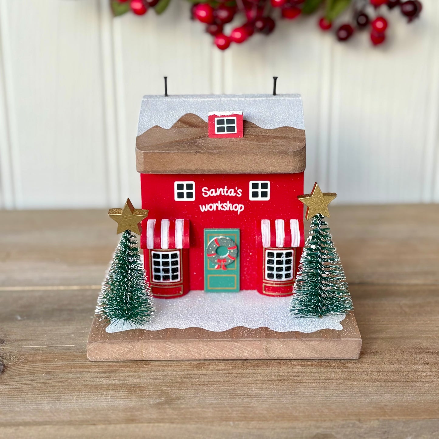 Santa’s Workshop Wooden House Christmas Decoration
