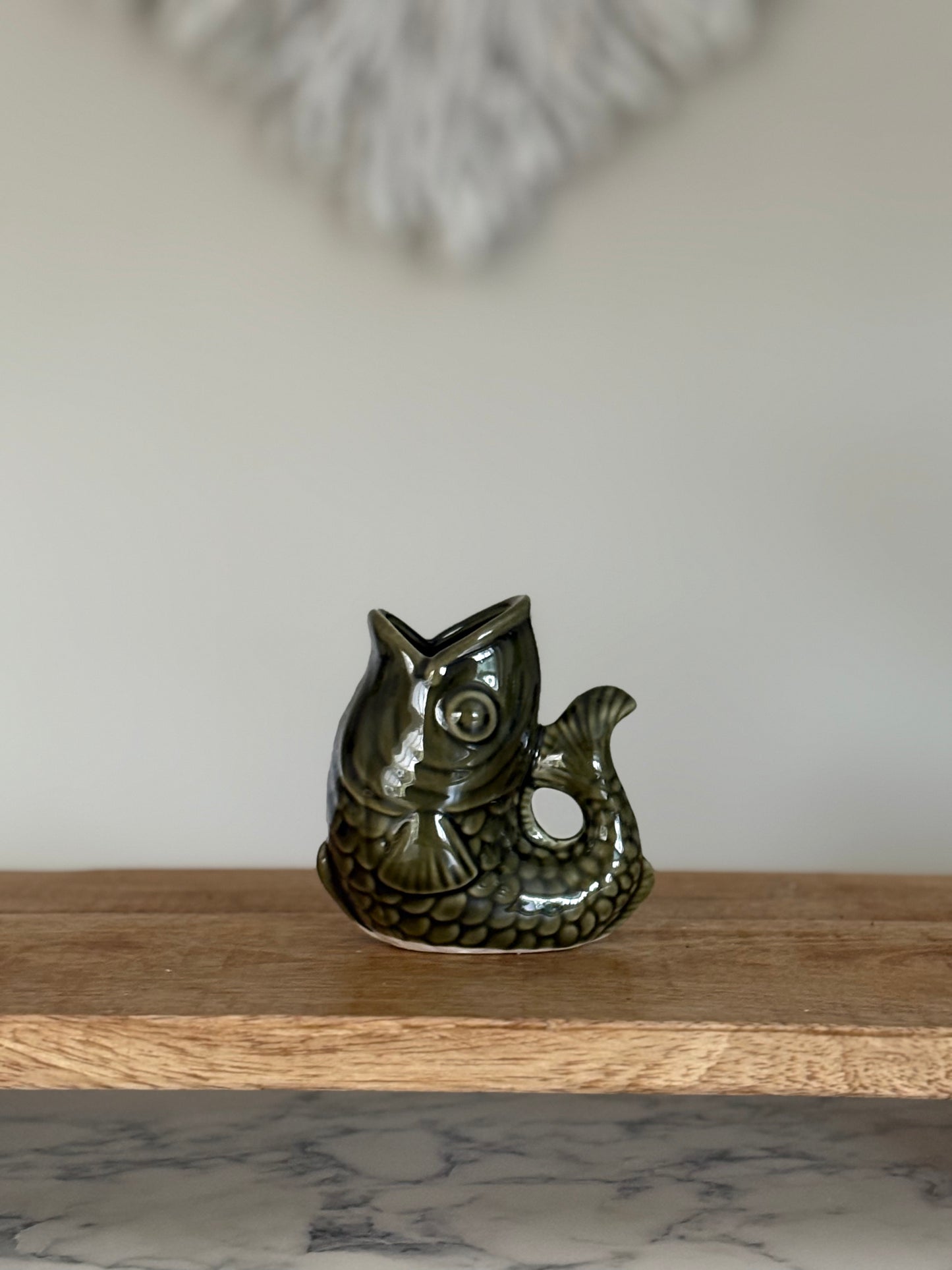 Forest Green Glug Jug Fish Pitcher